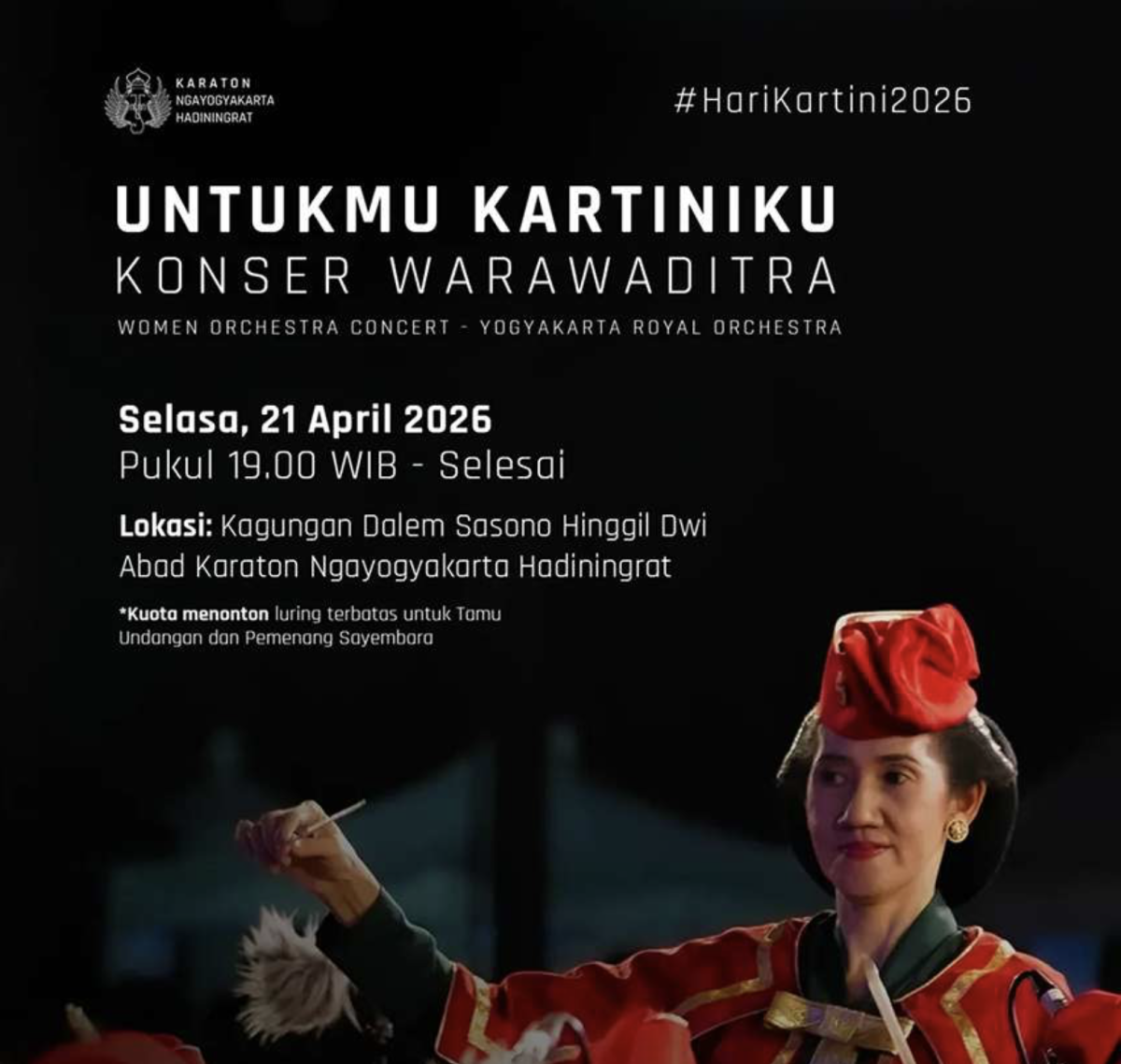 Women Orchestra Concert Yogyakarta Royal Orchestra Digelar 21 April 2026 untuk Peringati Hari Karti